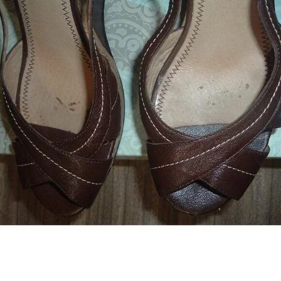 Nordstrom BP Women's RIO Wedge Slingback Sandal Brown Size 8M Cork Leather - Picture 5 of 6